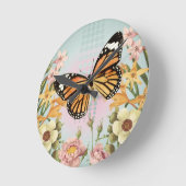 Vlindertuin...wandklok Ronde Klok (Hoek)