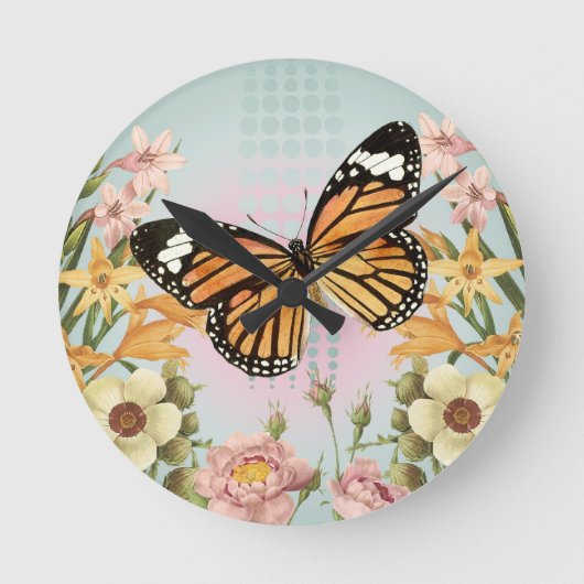 Vlindertuin...wandklok Ronde Klok (Voorkant)
