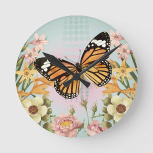 Vlindertuin...wandklok Ronde Klok