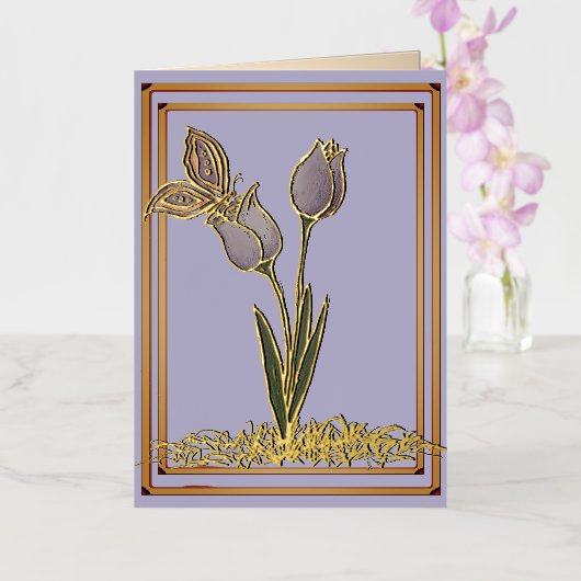 Vlindertulpen Folie Wenskaart (Orchidee)