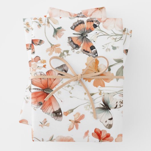 Vlinderveld Aquarel Mooie Inpakpapier Vel (In situ)