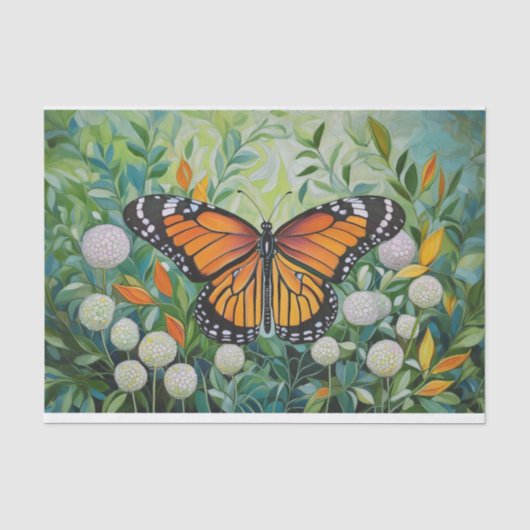 Vlinderveld, Monarch & Paardenbloem Dromen Tissuepapier (Voorkant)
