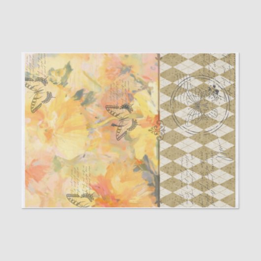 Vlindervelden Botanisch Decoupage Vloeipapier Tissuepapier (Voorkant)