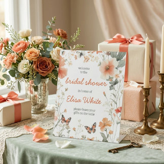 Vlindervelden Watercolor Bruidsdiner Aangepast Reclamebord Met Voetstuk
