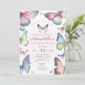 Vlinderverjaardagsfeest Nodig Pastelvlinders uit Kaart (Staand voorkant)