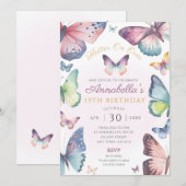 Vlinderverjaardagsfeest Nodig Pastelvlinders uit Kaart (Voorkant / Achterkant)