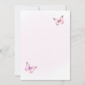 Vlinderverjaardagsfeest nodigt roze vlinders uit kaart (Achterkant)