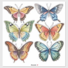 Vlindervintage aquarel scrapbookpapier sticker