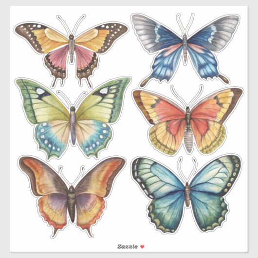 Vlindervintage aquarel scrapbookpapier sticker (Vel)