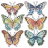 Vlindervintage aquarel scrapbookpapier sticker (Voorkant)