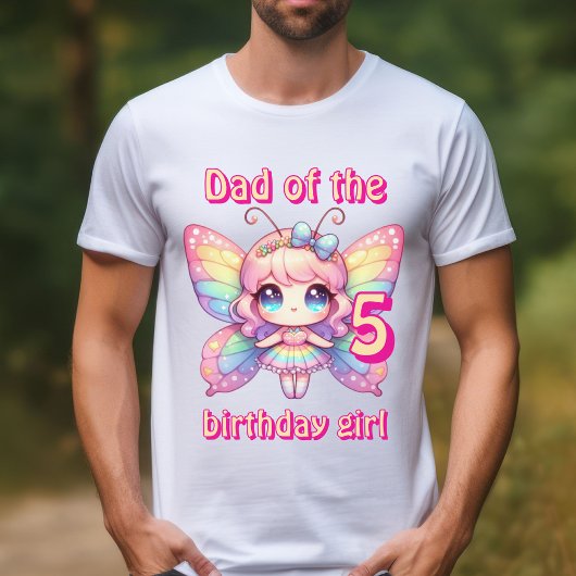 Vlindervis regenboog fee papa van het meisje dat j t-shirt