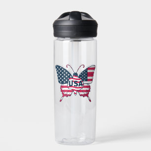 Vlindervlagontwerp met Amerikaanse trots en patrio Waterfles