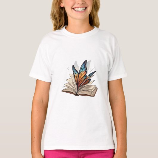 Vlindervleugel Magie Open Boek Kinderen T-shirt (Voorkant)