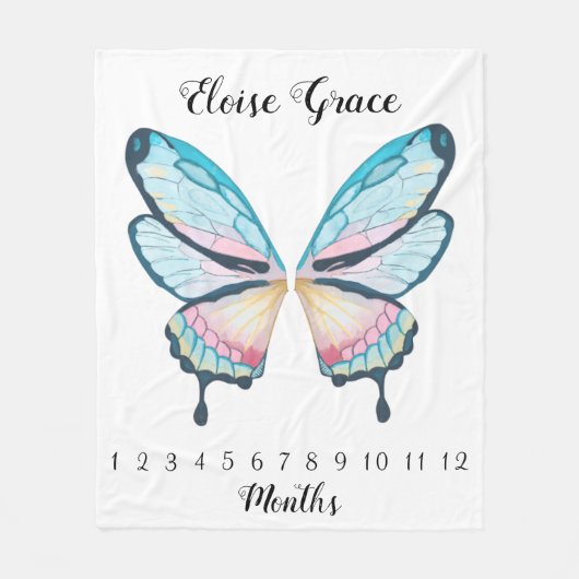 Vlindervleugels mijlpaaldekentje  fleece deken (Voorkant)