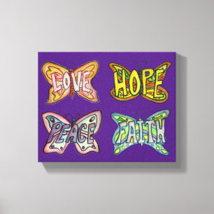 Vlindervleugels Woordkunst verpakt Canvas schilder Afdruk