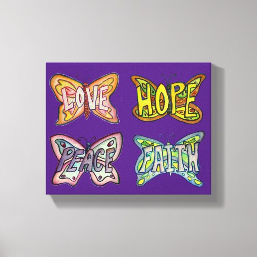 Vlindervleugels Woordkunst verpakt Canvas schilder Afdruk (Voorkant)
