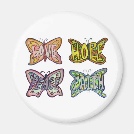 Vlindervleugels Word Art Inspiratie Koelkast Magne Magneet (Voorkant)