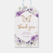 Vlindervlinder baby shower bedank kaartje cadeaulabel (Voorkant)