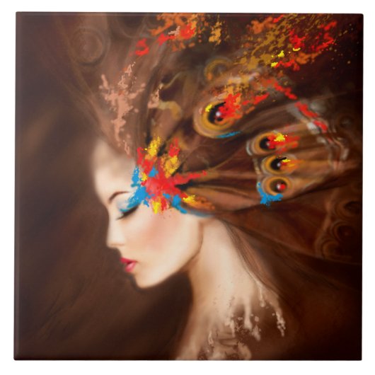 Vlindervlinder van keramische keramiek groot (6 x  tegeltje (Voorkant)