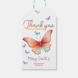 Vlindervlindercadeau-etiket voor babyshower cadeaulabel