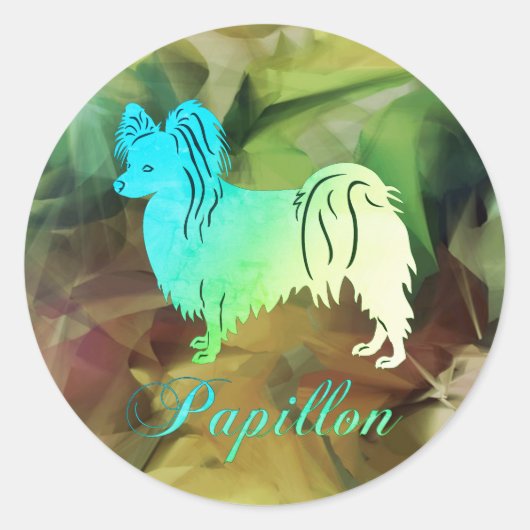 Vlindervlinderhond  ronde sticker (Voorkant)