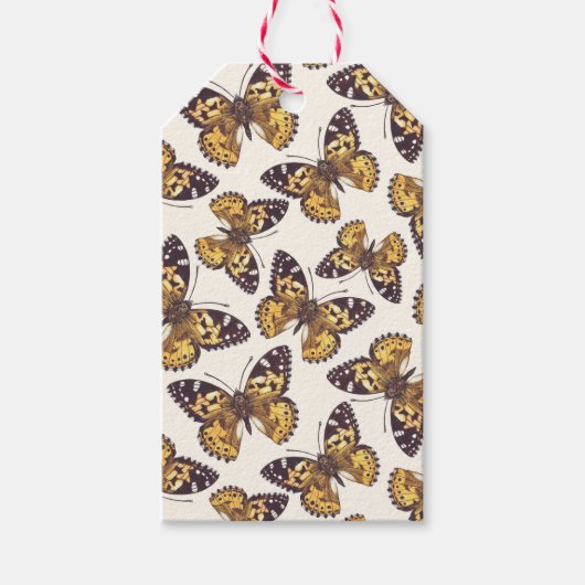 Vlindervlinderpatroon van geslepen dame cadeaulabel (Voorkant)