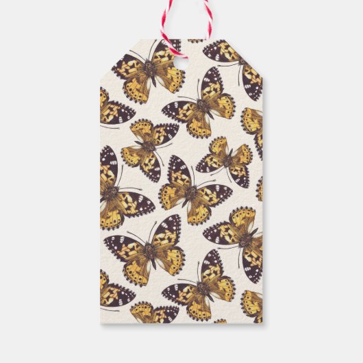 Vlindervlinderpatroon van geslepen dame cadeaulabel (Achterkant)