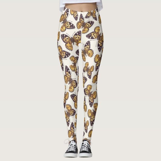 Vlindervlinderpatroon van geslepen dame leggings (Voorkant)