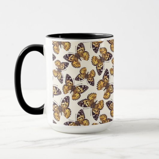 Vlindervlinderpatroon van geslepen dame mok (Links)