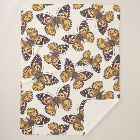 Vlindervlinderpatroon van geslepen dame sherpa deken (Voorkant)