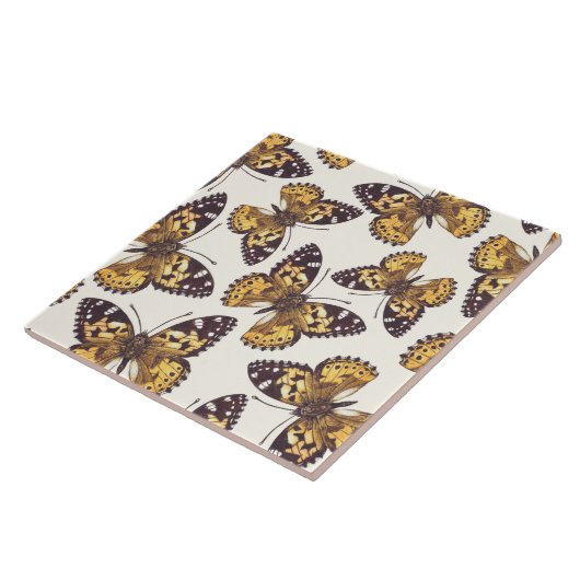Vlindervlinderpatroon van geslepen dame tegeltje (Zijkant)