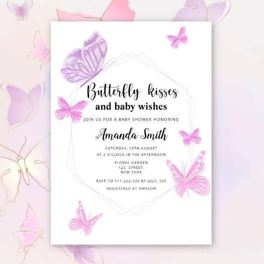 Vlindervlinders baby shower kaart