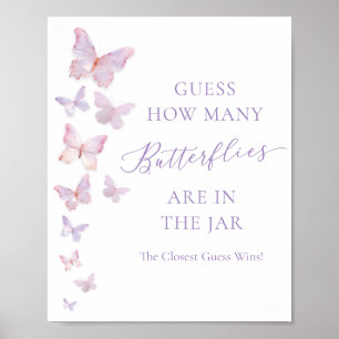 Vlindervlinders Baby Shower Raad Hoeveel Vlinders Poster