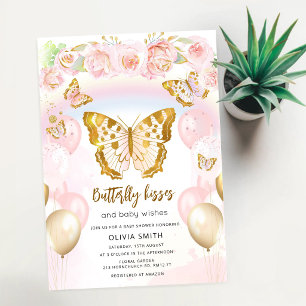Vlindervlinders Baby Wensen Bloemige Baby Shower Kaart
