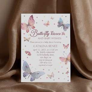 Vlindervlinders Kusjes Pastel Baby Shower Kaart