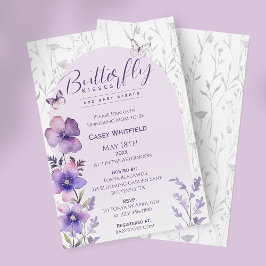 Vlindervlinders Paarse Boho Baby Shower Kaart