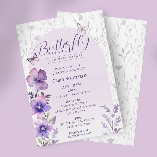 Vlindervlinders Paarse Boho Baby Shower Kaart