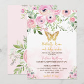 Vlindervlinders Roze Baby Shower Kaart (Voorkant / Achterkant)