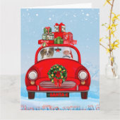 Vlindervlindhond in auto met kerstman kaart (Gele Bloem)