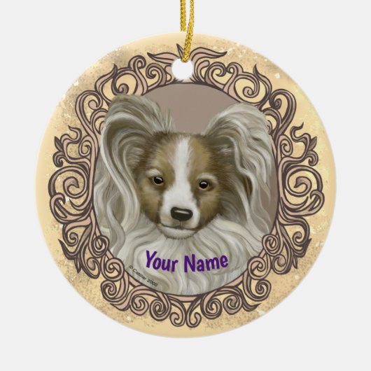 Vlindervlindhond  keramisch ornament (Voorkant)