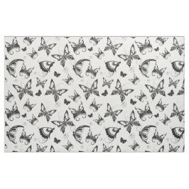 Vlindervlucht zwart-wit stof