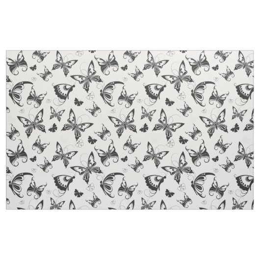 Vlindervlucht zwart-wit stof (Yard (91,4 cm))
