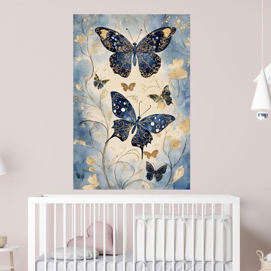 Vlindervormen in Japanse stijl, Poster (Kinderkamer 2)