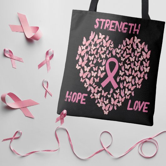 Vlindervormig Hart Borstkanker Bewustzijn Tote Bag