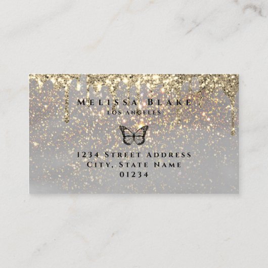 vlindervormig ontwerp van de faux - glans visitekaartje (Achterkant)