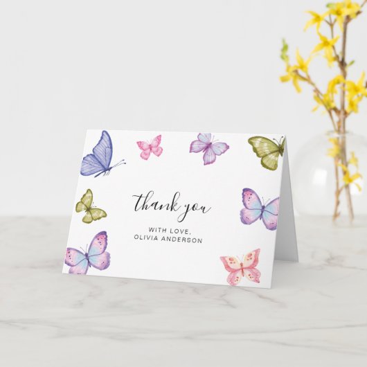 Vlindervouw Dankkaart Kaart (Gele Bloem)