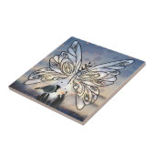 Vlindervrijheid en vogel tegeltje (Zijkant)