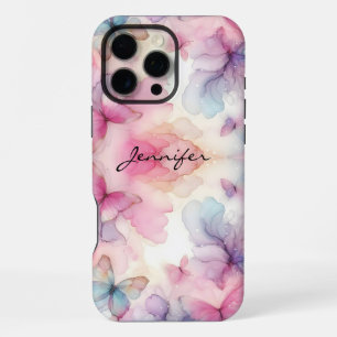 Vlindervrouwelijke waterverf vlinder iPhone 16 Pro Max Hoesje