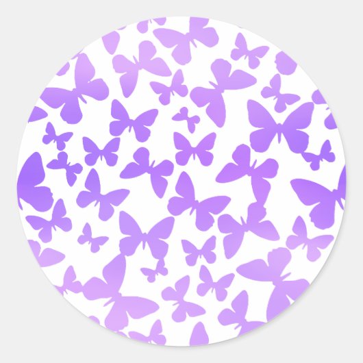 Vlinderworp (lavendel) ronde sticker (Voorkant)