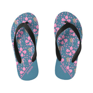 Vlinderzeepaardje in belletjes Aangepaste Teenslip Kinder Teenslippers
